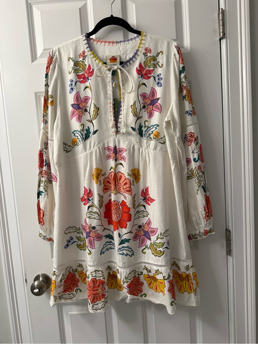 NWT Farm Rio Floral Insects Off White Mini Dress - Picture 9 of 13